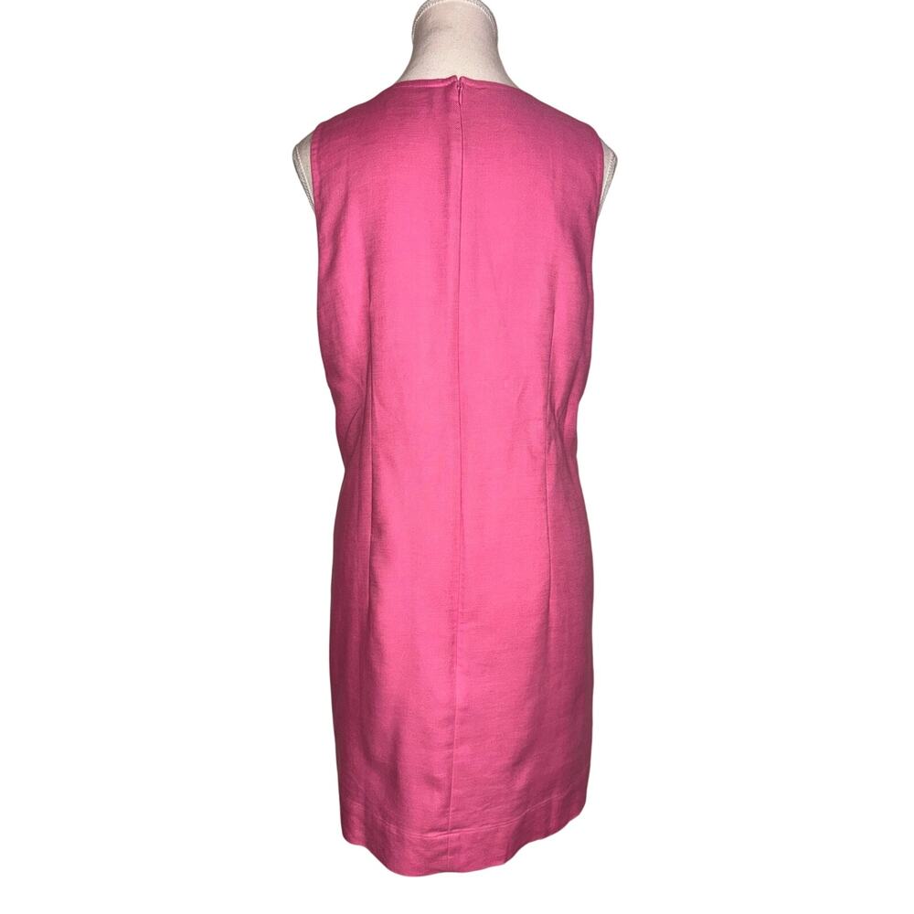 J.Crew Re-Imagined Pink Linen Blend Bow Front Shift Dress Woman’s Size Large - Picture 4 of 16